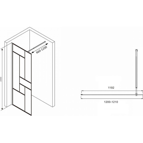 Душевая перегородка Abber Immer Offen 120 см AG63120B8 (стекло 8 мм), черный/прозрачное - фото 3