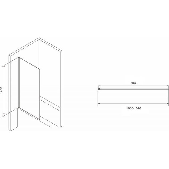 Шторка для ванны Abber Immer Offen 100 см AG71100B, черный/прозрачное - фото 2
