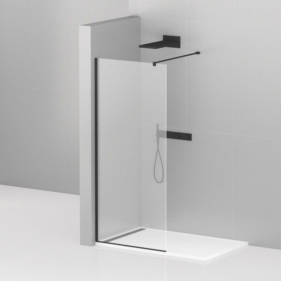 Душевая перегородка Cezares 80 см LIBERTA-L-1-80-120-C-NERO (подрезаемый кронштейн, стекло 8 мм) черный/прозрачное - фото 