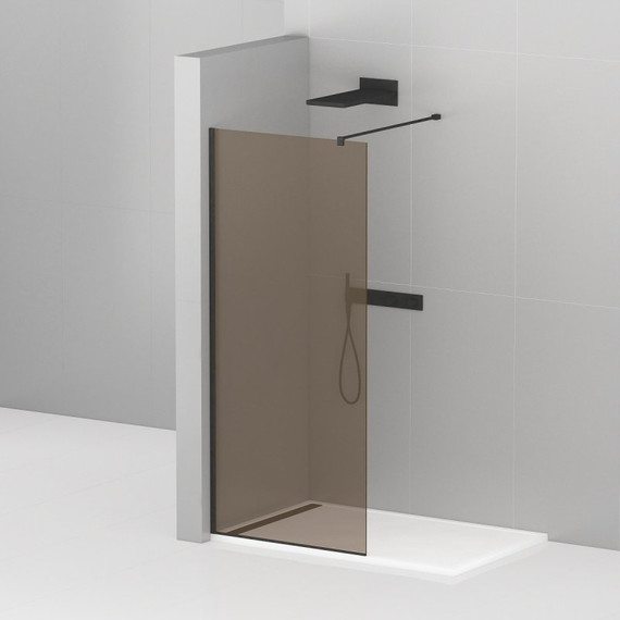 Душевая перегородка Cezares 90 см LIBERTA-L-1-90-120-BR-NERO (подрезаемый кронштейн, стекло 8 мм) черный/бронза - фото 