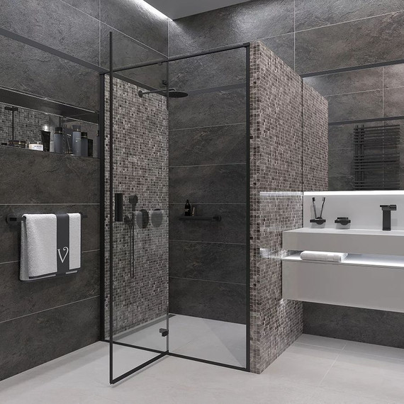 Душевая дверь Veconi Vianno 90 см VN73B-90-01-C4, чёрный/прозрачное - фото 2