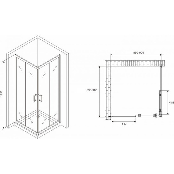 Душевое ограждение Abber Schwarzer Diamant 90х90 см AG02090B5, черный/прозрачное - фото 4
