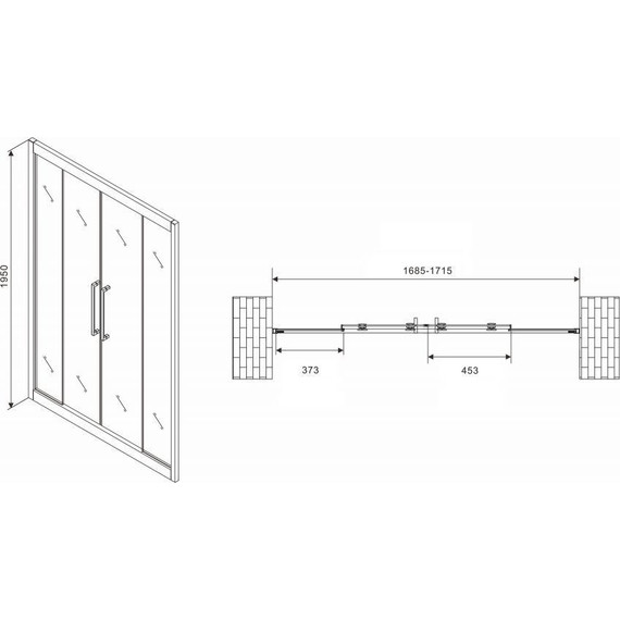 Душевая дверь Abber Schwarzer Diamant 170 см AG33170BH, черный/прозрачное - фото 5