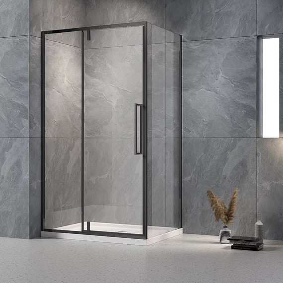 Душевое ограждение Veconi Rovigo 120x100 см RV034B-120100-01-C7, чёрный/прозрачное - фото 