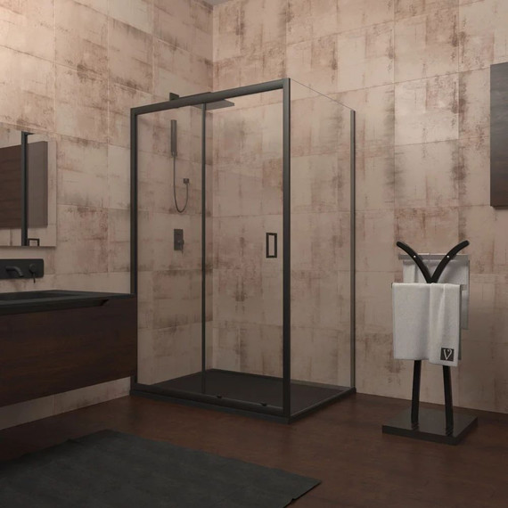 Душевое ограждение Veconi Rovigo 120x120 см RV046B-120120-01-C5, чёрный/прозрачное - фото 2