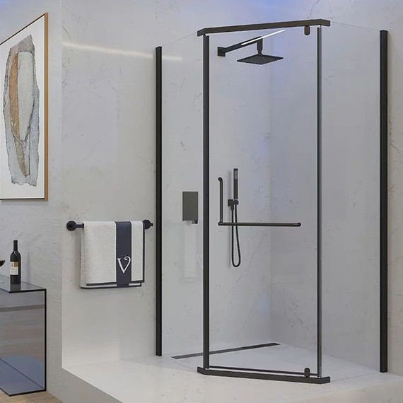 Душевое ограждение Veconi Rovigo 80x80 см RV36B-80-01-C5, чёрный/прозрачное - фото 