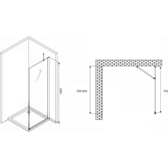 Боковая стенка Abber Zart 80 см S81, хром/прозрачное - фото 2