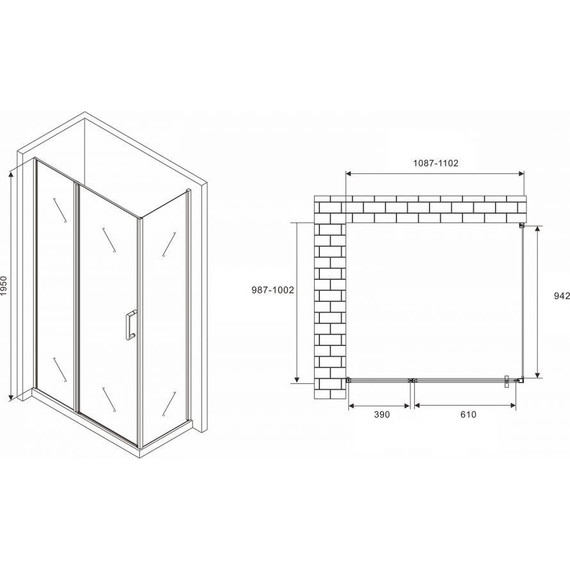 Душевое ограждение Abber Sonnenstrand 110х100 см AG04110S-S100, хром/прозрачное - фото 4