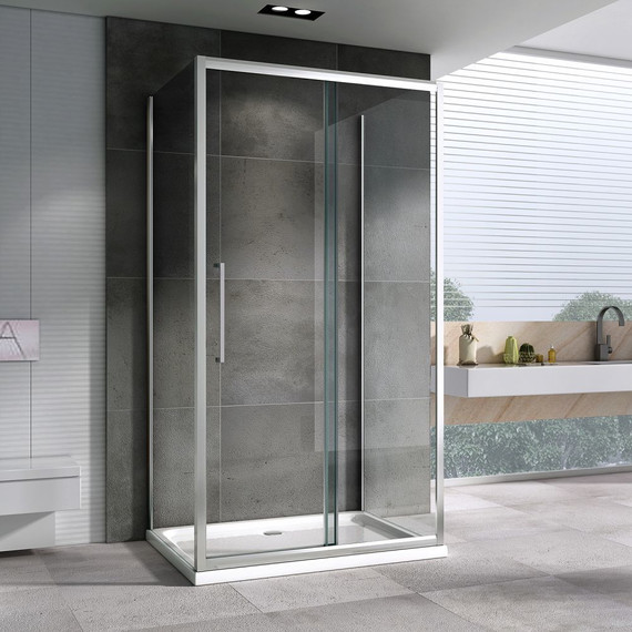 Душевое ограждение Abber Schwarzer Diamant 160х80 см AG30160H-S80-S80, хром/прозрачное - фото 