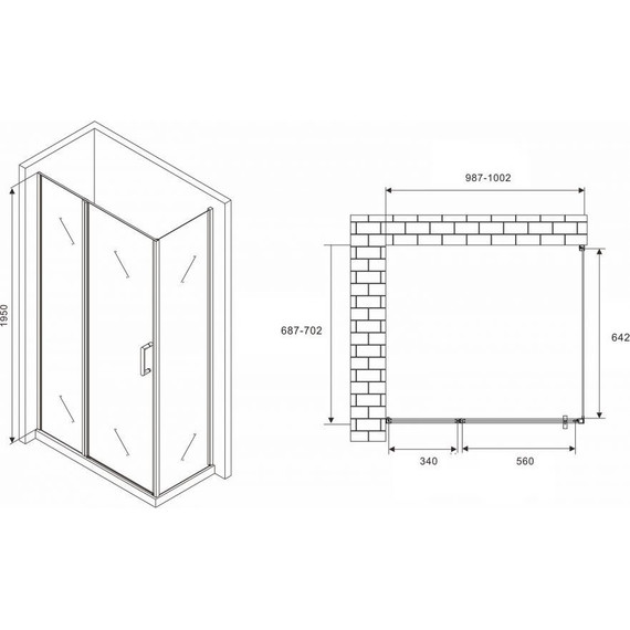 Душевое ограждение Abber Sonnenstrand 100х70 см AG04100BS-S70B, черный/прозрачное - фото 3