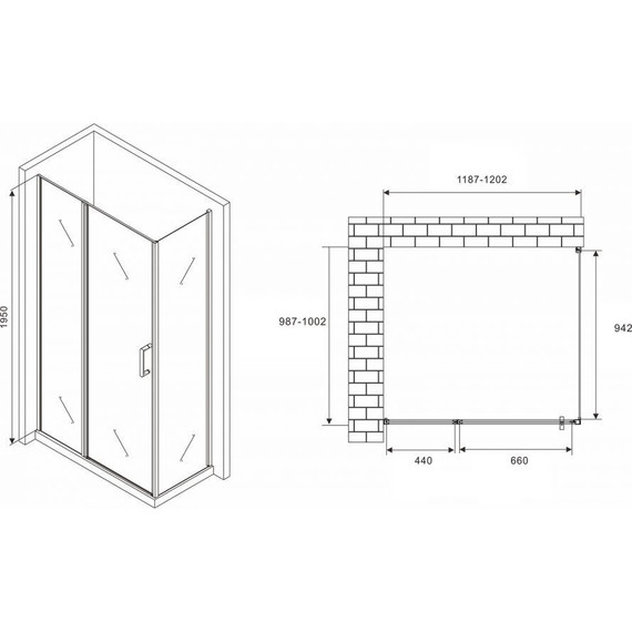Душевое ограждение Abber Sonnenstrand 120х100 см AG04120BS-S100B, черный/прозрачное - фото 3