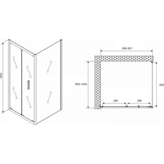 Душевое ограждение Abber Sonnenstrand 90х100 см AG07090-S100, хром/прозрачное - фото 5