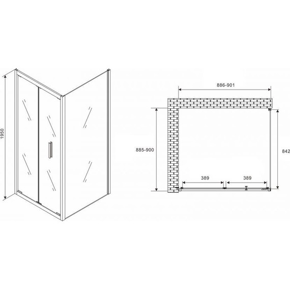 Душевое ограждение Abber Sonnenstrand 90х90 см AG07090B-S90B, черный/прозрачное - фото 4