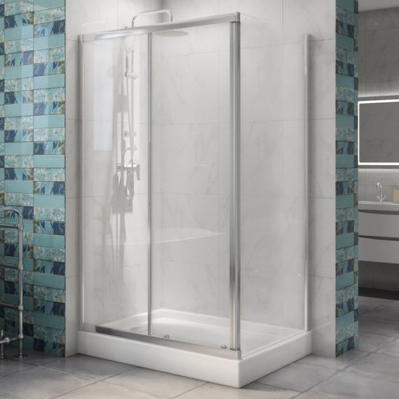 Душевое ограждение BelBagno 120x80 см DUE-AH-1-120/80-C-CR, хром/прозрачное - фото 