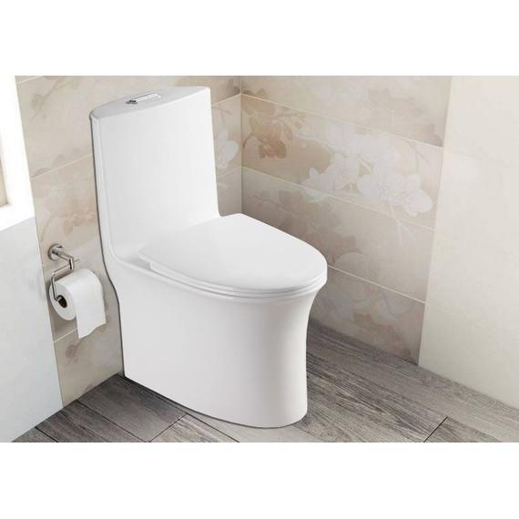 Унитаз-моноблок безободковый Azario Luna AZ-1037 с крышкой микролифт - фото 2