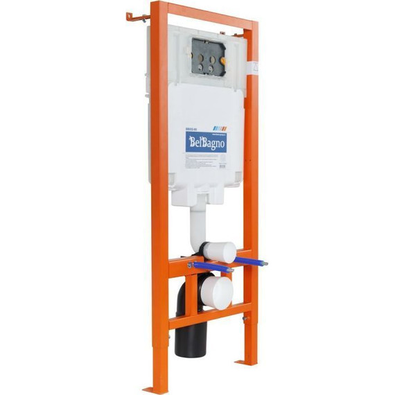 Инсталляция с подвесным безободковым унитазом BelBagno Due BB3103CHR/SC/BB002-80/BB014-SR-BIANCO (кнопка смыва Sfera, белый) - фото 2