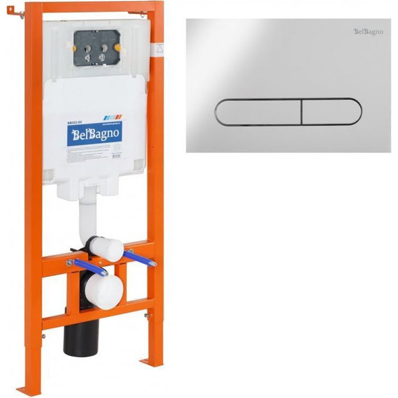 Инсталляция для унитаза BelBagno BB002-80/BB005-PR-CHROME (кнопка Prospero, цвет хром глянцевый) - фото 