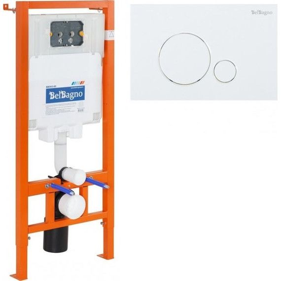 Инсталляция для унитаза BelBagno BB002-80/BB014-SR-BIANCO (кнопка Sfera, цвет белый) - фото 