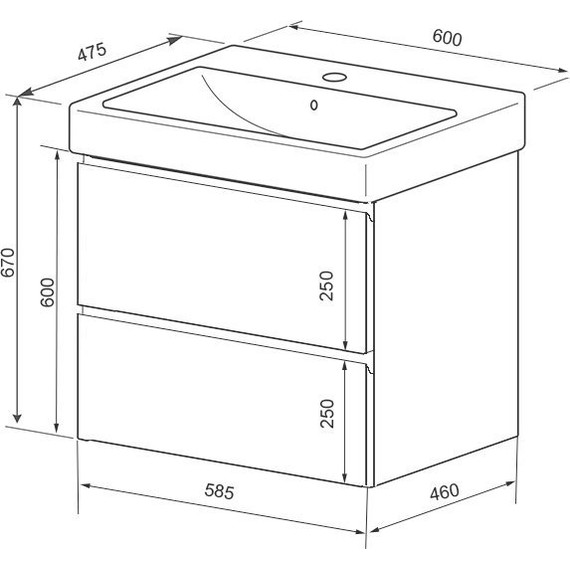 Тумба подвесная с раковиной Azario Мила 60 см CS00080140, белый - фото 4