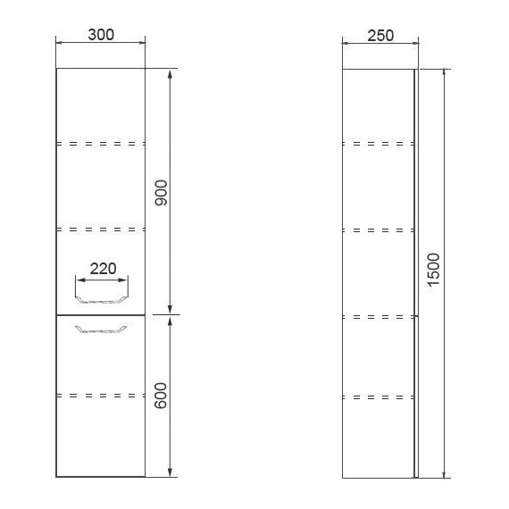 Пенал подвесной Azario Ника 30 см CS00080414, универсальный, белый - фото 3