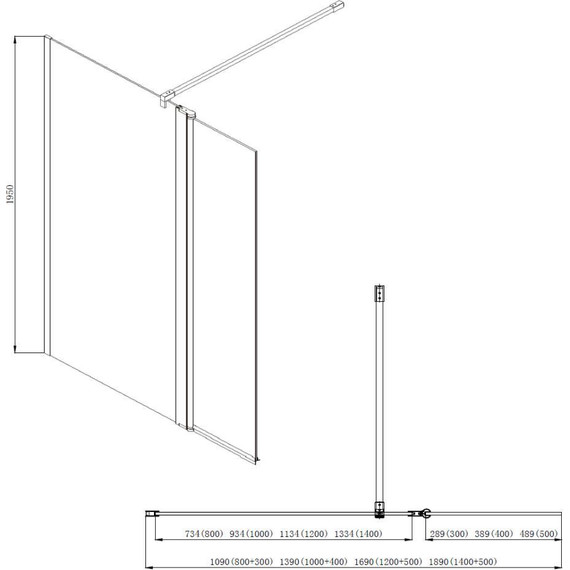 Душевая перегородка Azario Chicago 80 см AZ-NAR6321 800 (стекло 8 мм) с кронштейном в комплекте, хром/прозрачное - фото 4