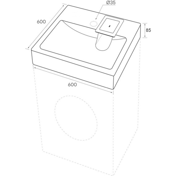 Раковина над стиральной машиной Azario Monako 60 см CS00079880, бежевый - фото 3