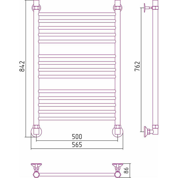 Полотенцесушитель водяной Стилье Аксиома 10 П14 800х500 мм 00661-8050 - фото 7