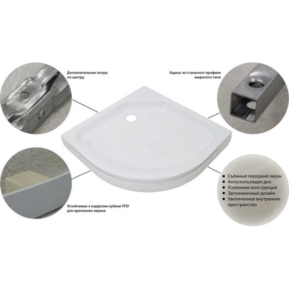 Поддон акриловый Тритон ПД2 90x90 см (каркас и панель в комплекте) - фото 5