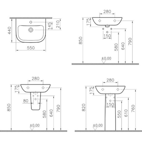 Раковина подвесная Vitra S20 55 см 5502B003-0001 - фото 7