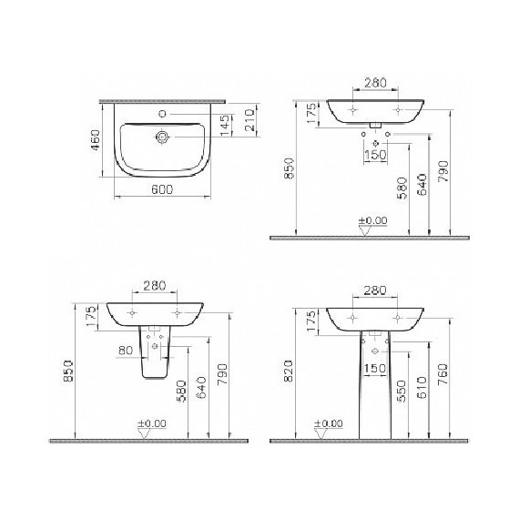 Раковина подвесная Vitra S20 60 см 5503B003-0001 - фото 6
