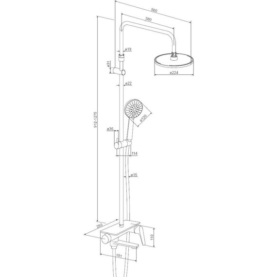Душевая система Damixa Jupiter 977730300, чёрный - фото 6