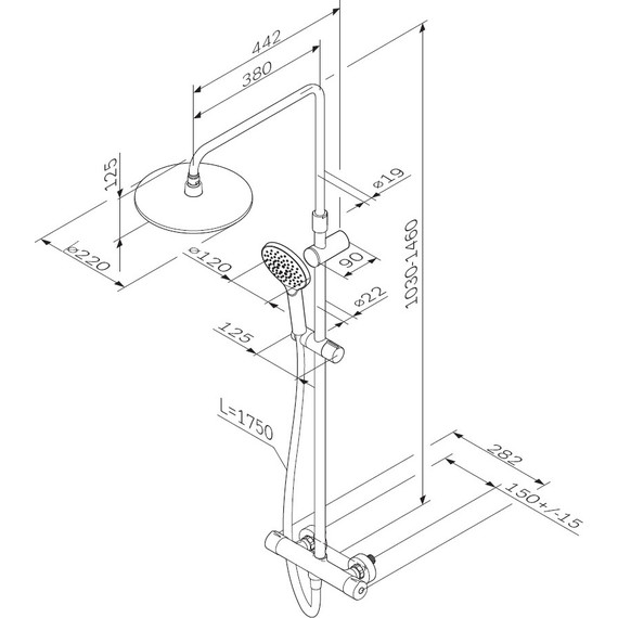 Душевая стойка c термостатом Am.Pm Like F0780422, черный, Цвет производителя: чёрный - фото 17