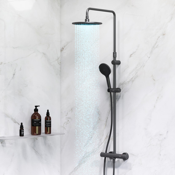 Душевая стойка c термостатом Am.Pm Like F0780422, черный, Цвет производителя: чёрный - фото 3