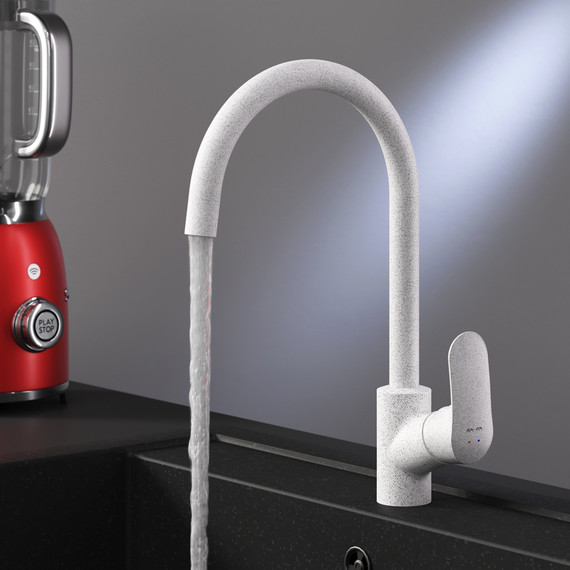 Смеситель для кухни Am.Pm Like F8007133, элегантный белый, Цвет производителя: белый - фото 3