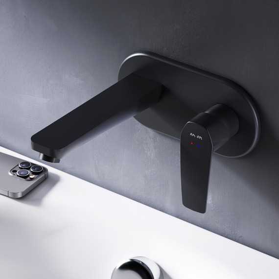 Смеситель для раковины настенный Am.Pm Gem F90A72222, чёрный, Цвет производителя: чёрный - фото 2