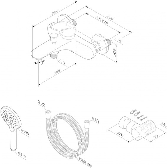 Смеситель для ванны Am.Pm Like F8015000 - фото 8