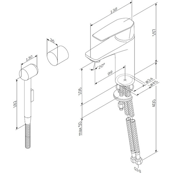 Смеситель для раковины с гигиеническим душем Am.Pm Gem F90A03000, Цвет производителя: хром - фото 12