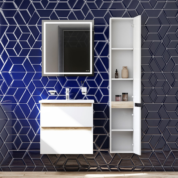 Тумба подвесная с раковиной Am.Pm X-Joy 65 см M85AFHX0652WG, белый глянцевый, Цвет фасада: белый - фото 6