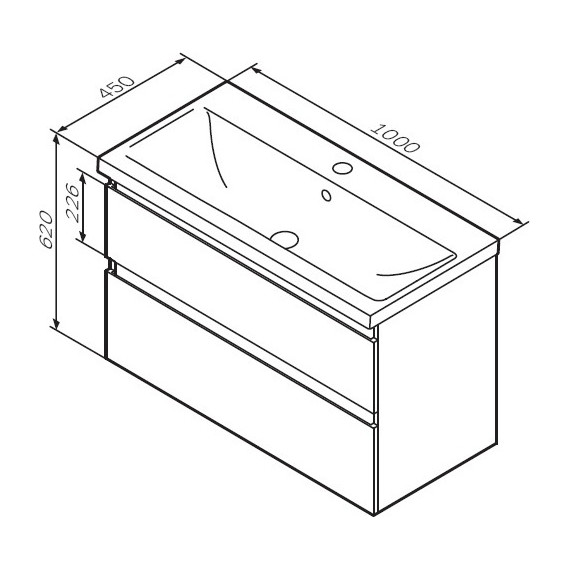 Тумба подвесная с раковиной Am.Pm X-Joy 100 см M85AFHX1002WG, белый глянцевый, Цвет фасада: белый - фото 16