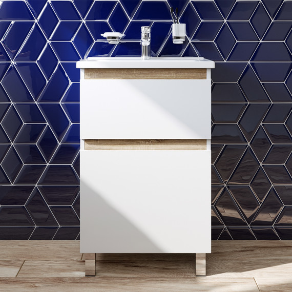 Тумба напольная с раковиной Am.Pm X-Joy 55 см M85AFSX0552WG, белый глянцевый - фото 2