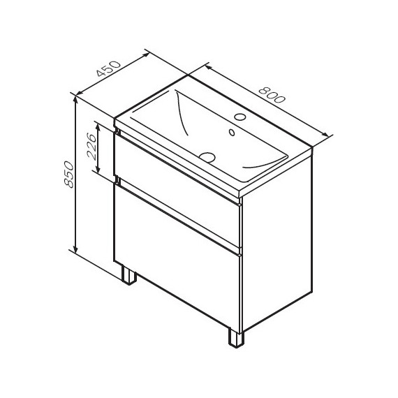 Тумба напольная с раковиной Am.Pm X-Joy 80 см M85AFSX0802WG, белый глянцевый - фото 16