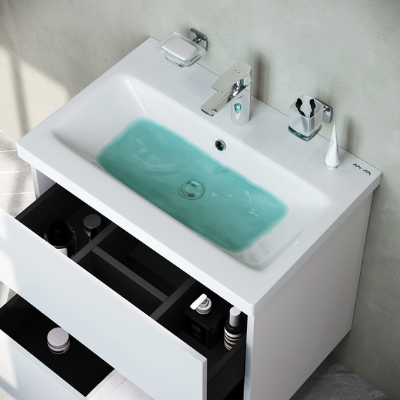 Тумба подвесная с раковиной Am.Pm Gem 60 см M90FHX06022WG, белый глянец, Цвет фасада: белый - фото 8