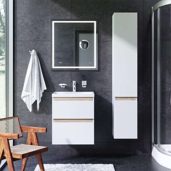 Тумба подвесная с раковиной Am.Pm X-Joy 55 см M85AFHX0552WG, белый глянцевый, Цвет фасада: белый - фото 6