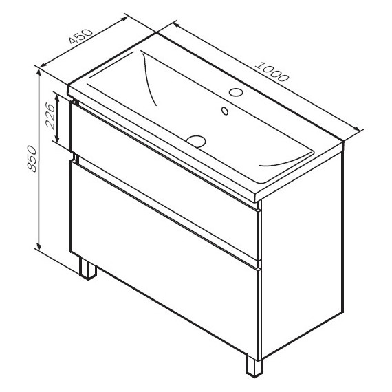 Тумба напольная с раковиной Am.Pm X-Joy 100 см M85AFSX1002WG, белый глянцевый - фото 16