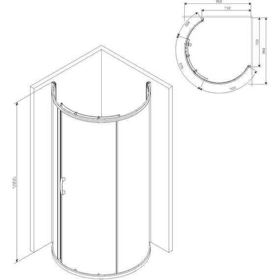 Душевое ограждение Am.Pm Like Round 95x95 см W83G-333-095CT, хром/прозрачное - фото 14