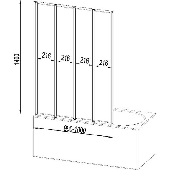 Шторка для ванны Am.Pm Like 100х140 см W80BS-100-140CT, хром/прозрачное - фото 7