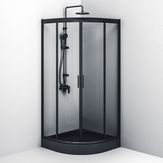 Душевое ограждение Am.Pm Gem 90x90 см W90G-401-090BT, черный/прозрачное - фото 5