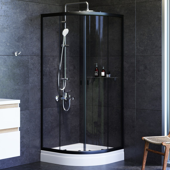 Душевое ограждение Am.Pm X-Joy Twin Slide 80x80 см W88G-205-080BT64, черный/прозрачное - фото 2