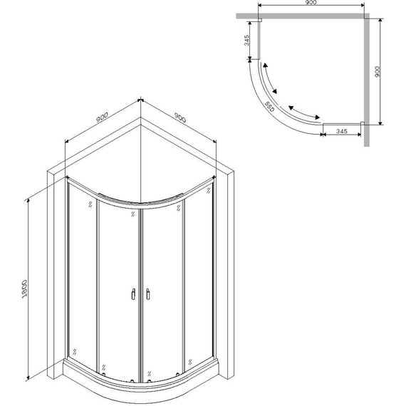 Душевое ограждение Am.Pm 90x90 см W88G-205-090MT64, хром/прозрачное - фото 7