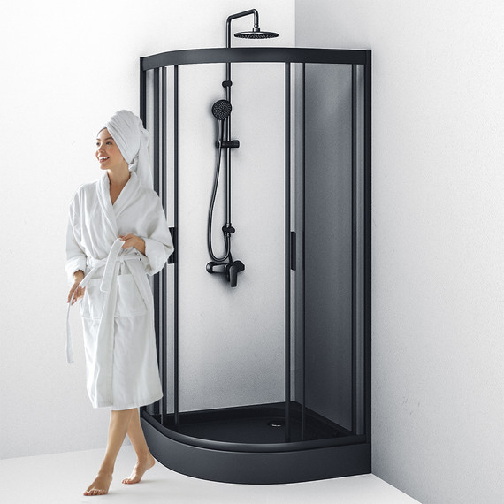 Душевое ограждение Am.Pm Gem 90x90 см W90G-401-090BT, черный/прозрачное - фото 6